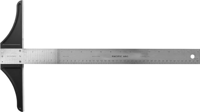 STAINLESS STEEL T-SQUARE: GRADUATED (INCHES/METRIC), 18IN